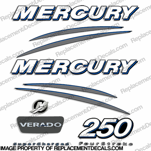 Mercury Verado 250hp Decal Kit - Blue INCR10Aug2021