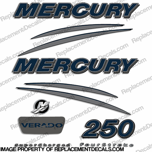 Mercury Verado 250hp Decal Kit - Navy/Charcoal INCR10Aug2021
