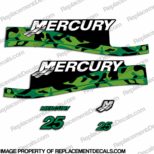Mercury 25hp Decal Kit - Custom Color Green Camo INCR10Aug2021