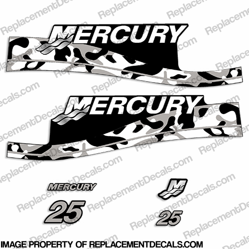 Mercury 25hp Decals - Grey Camo INCR10Aug2021