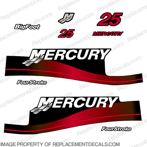 Mercury 25hp 4-Stroke Decals 1999 - 2004 (Red) INCR10Aug2021