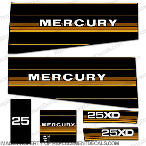 Mercury 1985 25HP Outboard Engine Decals INCR10Aug2021