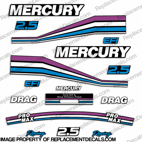 Mercury 260hp 2.5L Racing Partial Decals - Purple/Blue INCR10Aug2021