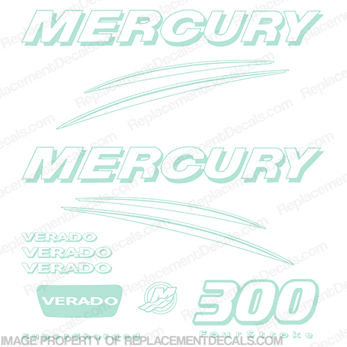 Mercury Verado 300hp Decal Kit - 1 Color - Custom Sea Foam INCR10Aug2021