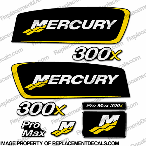 Mercury 300x ProMax Decals - Yellow pro. max, pro max, pro-max, INCR10Aug2021