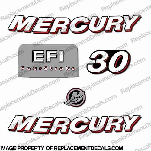 Mercury 30hp FourStroke EFI Decal Kit - 2006 INCR10Aug2021