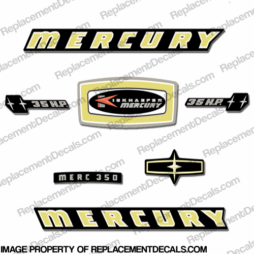 Mercury 1965 35HP Outboard Engine Decals INCR10Aug2021