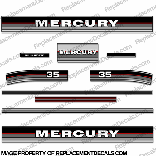 Mercury 1987 35HP Outboard Engine Decals INCR10Aug2021