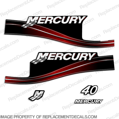 Mercury 40hp 2 Stroke Decal Kit 2005 - 2009 40 hp, 2 stroke, 2005, 2006, 2007, 2008, 2009, INCR10Aug2021