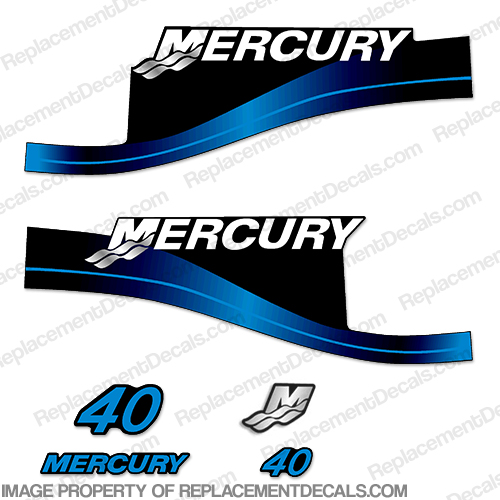 Mercury 40hp 2-Stroke Decals 2004 (Blue) INCR10Aug2021