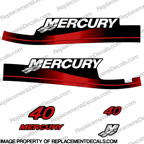 Mercury 40hp Electric Start Decal Kit 1999-2006 (Red) INCR10Aug2021