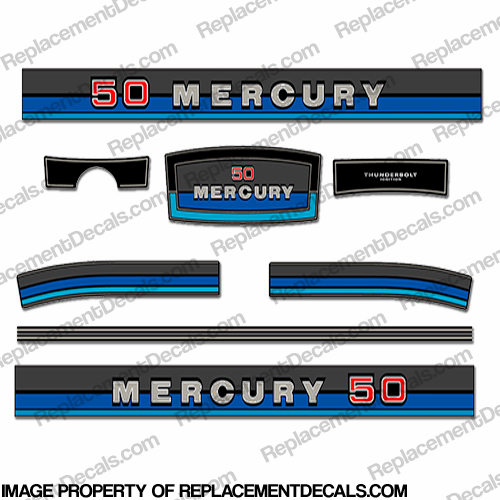Mercury 1981 50hp Outboard Engine Decals INCR10Aug2021