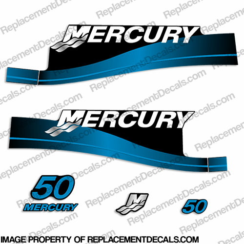 Mercury 50hp 2-Stroke Decal Kit 1999-2006 (Blue) INCR10Aug2021