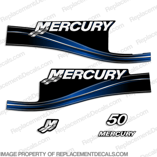 Mercury 50hp 2 Stroke Decal Kit (Blue) 2005 - 2009 50 hp, 2 stroke, 2005, 2006, 2007, 2008, 2009, 2-stroke, 05, 06, 07, 08, 09, INCR10Aug2021