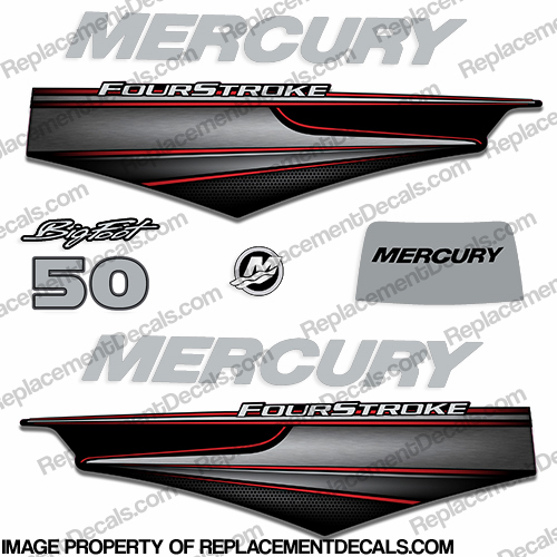 Mercury 50hp BigFoot FourStroke Decals - for year 2011 and up  big, foot, big foot, big-foot, INCR10Aug2021