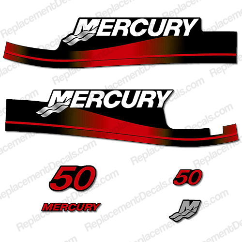 Mercury 50hp Decal Kit - w/Oil Window Cut-Out INCR10Aug2021
