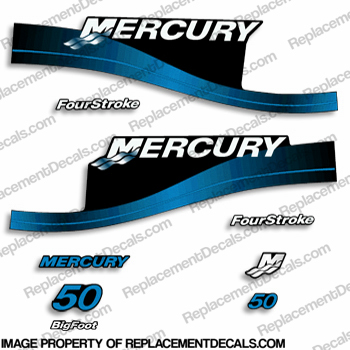 Mercury 50hp FourStroke Decals (Blue) - 2000 Bigfoot 50 hp, four stroke, 4 stroke, 4-stroke, four-stroke, big foot, 50, big-foot, INCR10Aug2021