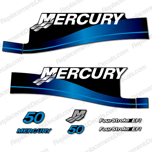 Mercury 50hp FourStroke EFI Decal Kit 2004 (Blue) INCR10Aug2021