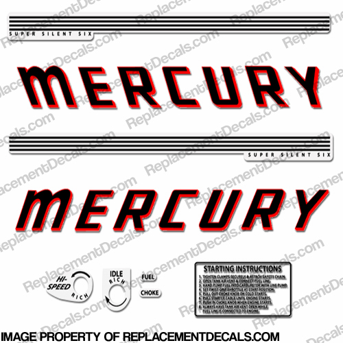 Mercury 1960 60hp Outboard Engine Decals 