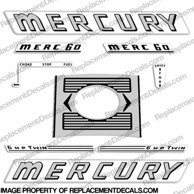 Mercury 1963 6HP Outboard Engine Decals INCR10Aug2021