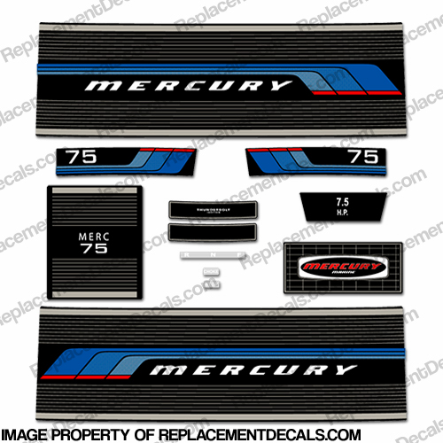 Mercury 1977 7.5HP Outboard Engine Decals INCR10Aug2021