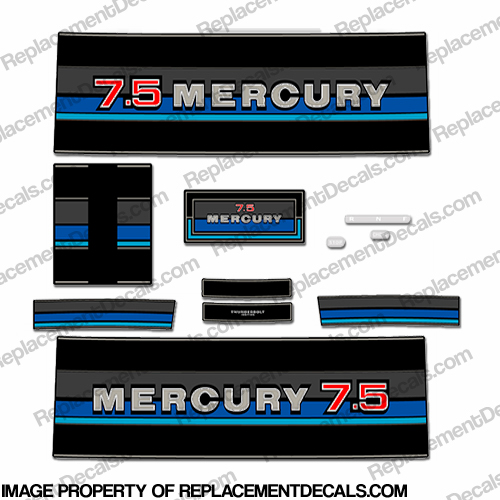 Mercury 1980 7.5HP Outboard Engine Decals INCR10Aug2021