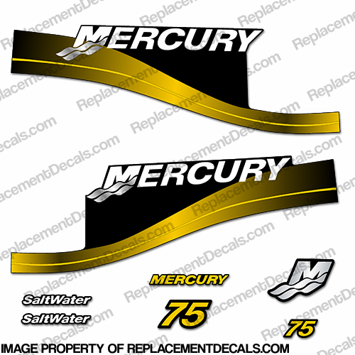Mercury 75hp Saltwater Series Decal Kit - Yellow INCR10Aug2021