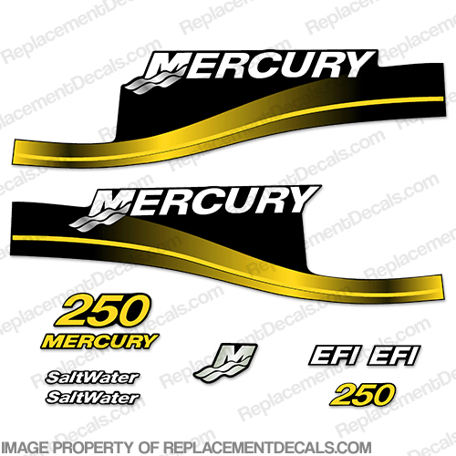 Mercury 250hp "EFI" Salwater Decal Kit - Yellow! INCR10Aug2021