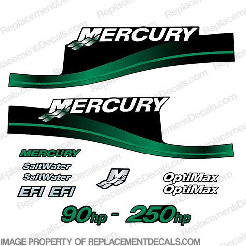 Mercury 90hp - 250hp Decals - Custom Color Green INCR10Aug2021