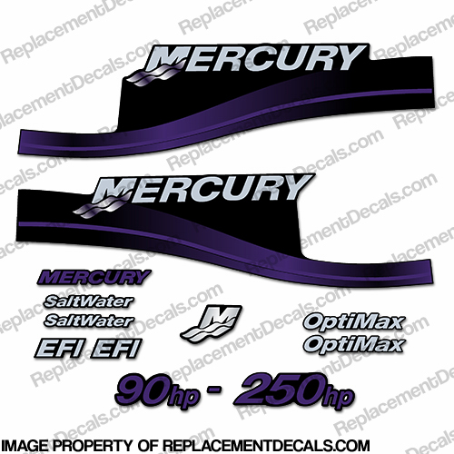 Mercury 90hp - 250hp Decals - Custom Color Purple INCR10Aug2021