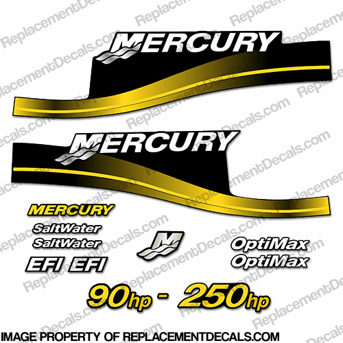 Mercury 90hp - 250hp Decals - Custom Color Yellow INCR10Aug2021