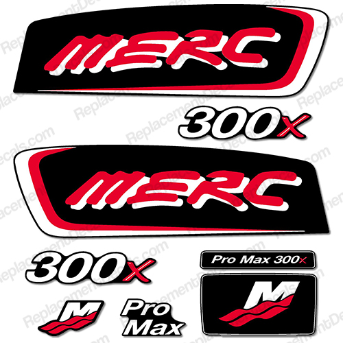 Mercury 300x ProMax Decals - Red/White pro. max, pro max, pro-max, INCR10Aug2021
