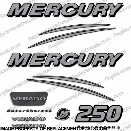 Mercury Verado 250hp Decal Kit - Silver INCR10Aug2021