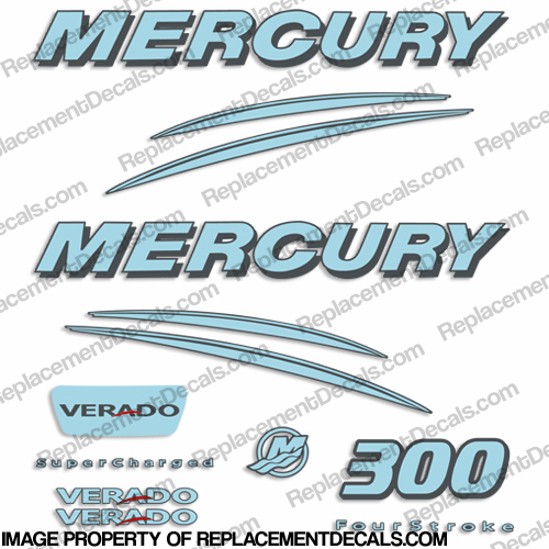 Mercury Verado 300hp Decal Kit - Powder Blue/Dark Gray INCR10Aug2021