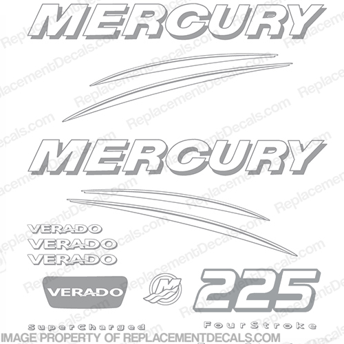 Mercury Verado 225hp Decal Kit - Any Color!  225, 225hp, 225 hp, Verado, Custom, INCR10Aug2021