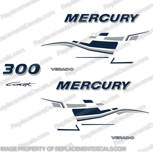 Mercury 300hp Verado Racing Decals Custom - Any Color! mercury, 400, 400r, racing, efi, salt, water, saltwater, custom, outboard, engine, motor, decal, sticker, kit, set, INCR10Aug2021