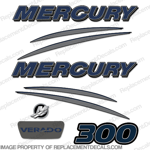 Mercury Verado 300hp Decal Kit - Navy/Charcoal INCR10Aug2021