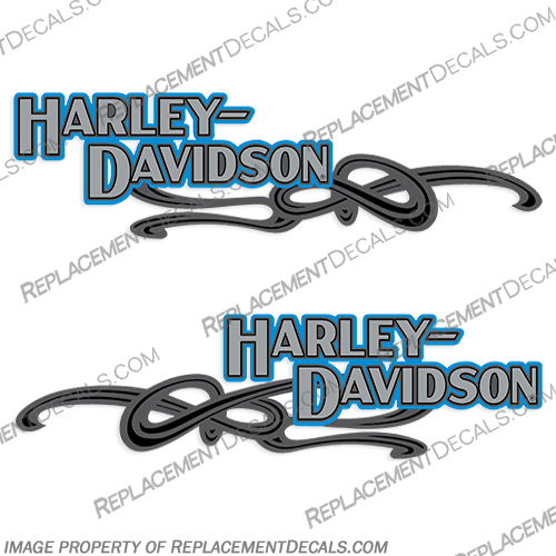 Harley-Davidson Softail FXST 1990 - BLUE (Set of 2) - Gas Tank Decals Harley-Davidson, fxstc, Decals,  BLUE, (Set of 2), 14471, Harley, Davidson, Harley Davidson, soft, tail, 1995, 1996, 96, softtail, soft-tail, softail, harley-davidson, Fuel, Tank, Decal,1990, fxst, 