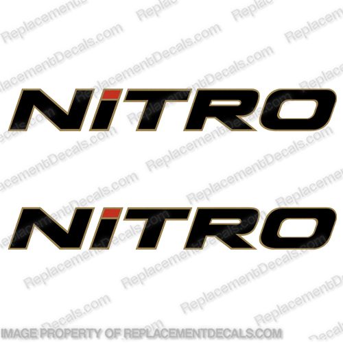 Tracker Marine Nitro Boat Decals - Black w/Gold Outline  nitro, boat, decal ,gold, outline, various, sizes