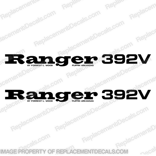 Ranger 392-V Decals (Set of 2) - Any Color!  ranger, r, 392, v, 90s, boat, logo, marking, tag, model, sport, decals,decal, sticker, stickers, kit, set, INCR10Aug2021