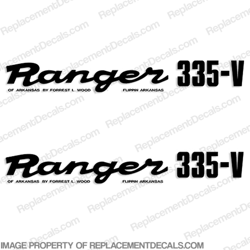 Ranger 335-V Early 1980s Decals (Set of 2) - Any Color! ranger 335v, 335 v, 1980, 80, 81, 82, 83, 84, 85, 86, 87, 88, 89, boat, decal, sticker, INCR10Aug2021