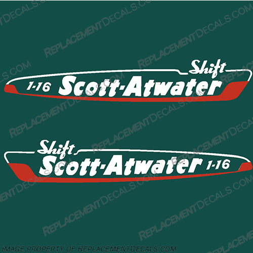 Scott Atwater 1-16 Outboard Engine Decal Sticker Set scott, atwater, 1-16, outboard, boat, engine, sticker, stickers, set, decals, decal, 1, 16, 