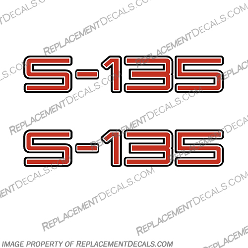 Skeeter S-135 Boat Logo Decals - White/Red/Black  - Set of 2  skeeter, boats, boat, logo, decal, sticker, kit, set, of, 2, silver, red, black, s135, stickers, decals, s-135, white,