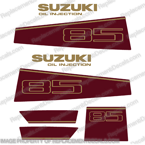 Suzuki 85hp Decal Kit - Burgundy and Gold 85 hp, INCR10Aug2021