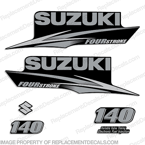 Suzuki 140hp Decal Kit - Custom Silver/Grey INCR10Aug2021