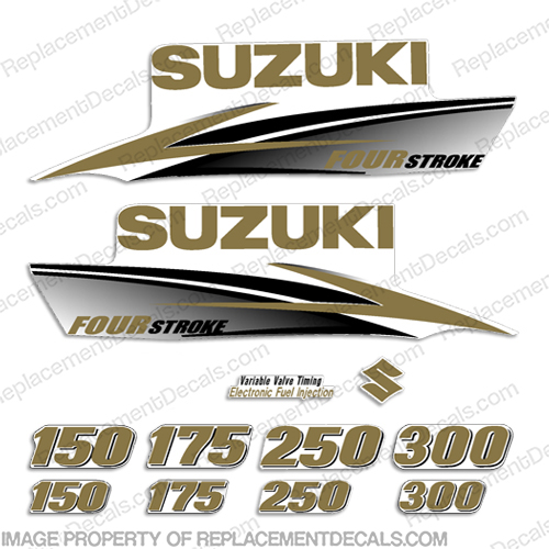 Suzuki DF Fourstroke Decals (Custom Gold) 2010+ INCR10Aug2021