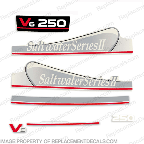 Yamaha 250hp Saltwater Series II Decals - Silver (Partial Kit) 250 hp, 250, salt water, salt, 2, two, INCR10Aug2021