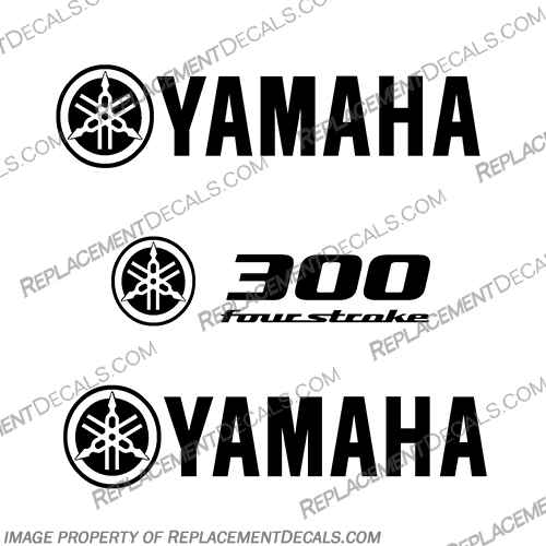 Yamaha Fourstroke 300 HP Decal Kit - Any Color! - Style 3 yamaha, fourstroke, 4 stroke, four, stroke, 300hp, 300 hp, 300, hp, decal ,kit, stickers, any, color, style, 3, outboard, engine, boat, 