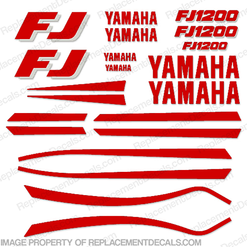 1989-1990 Yamaha FJ1200 Motorcycle Decals (Red/White) red, white, 1200, fj, INCR10Aug2021
