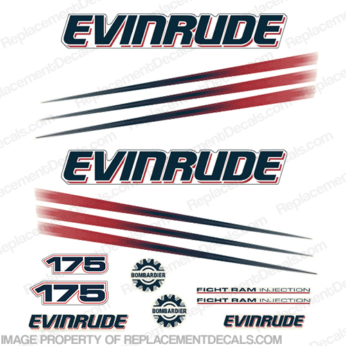 Evinrude 175hp Bombardier Decal Kit - 2002 - 2006 INCR10Aug2021